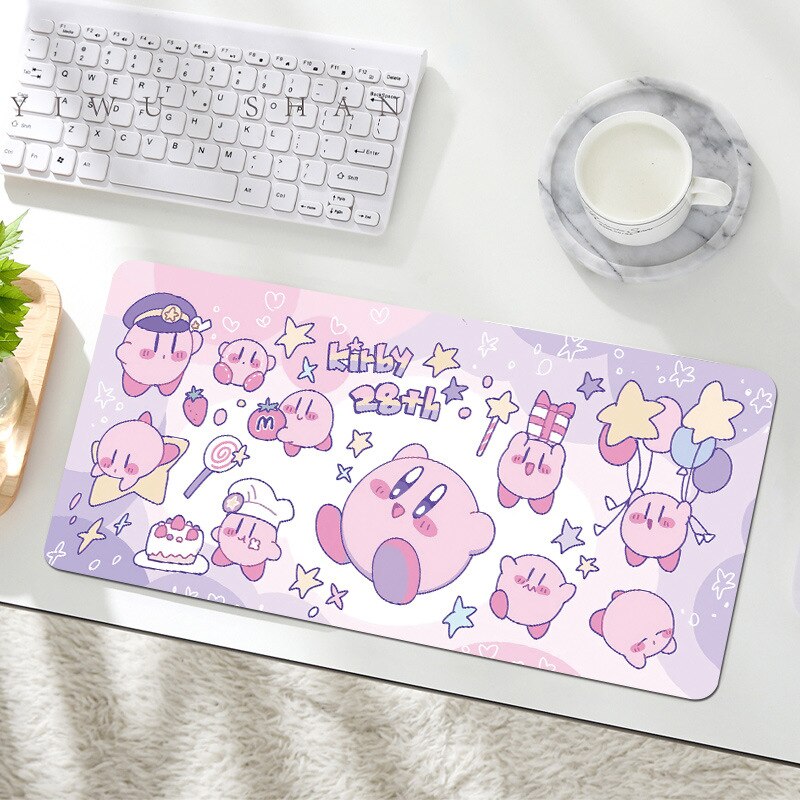 Kawaii Anime Kirby Mouse Pad Cartoon Cute Plush Rug Blanket Student Huge Wrist Pad Non Slip Table Mat Carpet Accessories Gifts