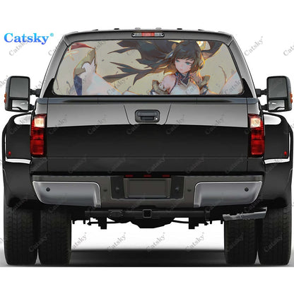 DanMachi Anime Rear Window Decals for Trucks,Pickup Window Decal,Rear Window Tint Graphic Perforated Vinyl Truck Stickers