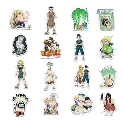 10/50Pcs Japan Anime Dr. Stone Stickers Suitcase Skateboard Laptop Luggage Phone Cartoon Cute Stickers Decal Kids Gift Toy