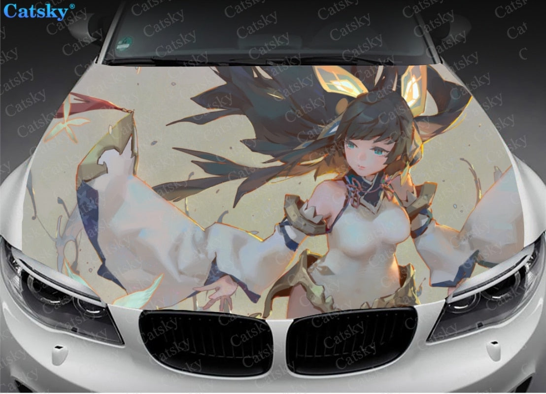 DanMachi Sexy Anime Girl Print Car Hood Vinyl Stickers Wrap Vinyl Film Engine Cover Decals Sticker Universal Fit Any Car