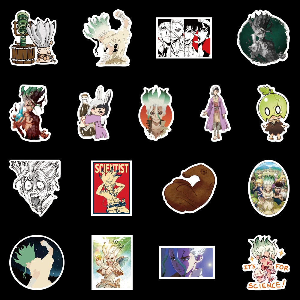 Bandai Cartoon Anime Dr.STONE Stickers Car Laptop Luggage Phone Stationery Decal Waterproof Graffiti Sticker Kids Toys Gifts