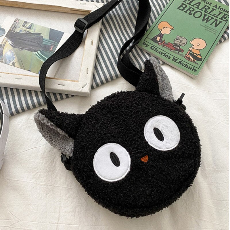 Anime Kiki&#39;s Delivery Service Cosplay Black JiJi Cartoon Plush Shoulder Bags For Women Mini Black Cat Kiki Messenger Bag Handbag Studio Ghibli