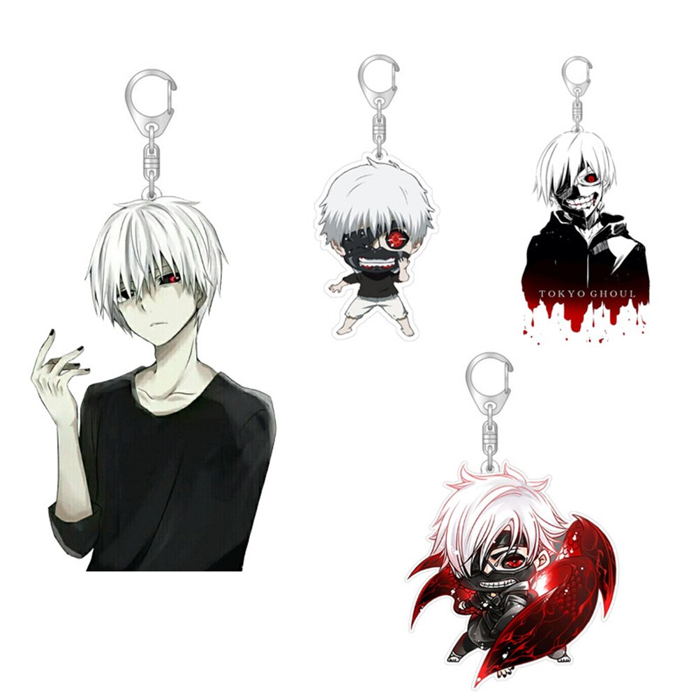 Anime Tokyo Ghoul Kaneki Ken Keychain Cosplay Acrylic Key Chain Pendant Keyring Prop