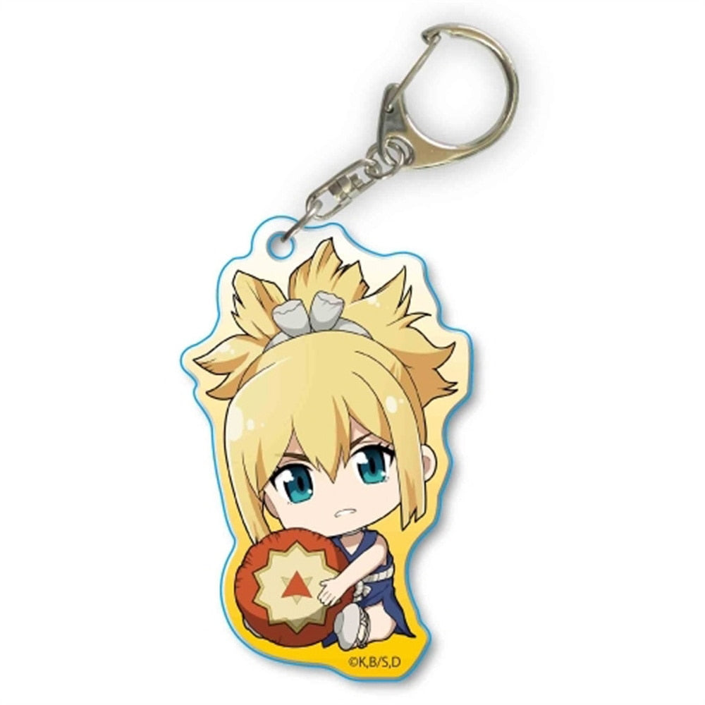 Anime Dr. Stone Keychain Senku Ishigami Oki Taiju Ogawa Yuzuriha Kohaku Acrylic Figure Key Chain Backpack Schoolbag Charm Keyring