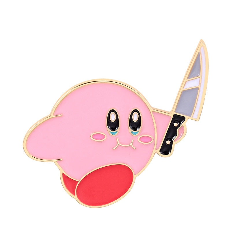 Anime Games Kirby Brooch Metal Enamel Pins Badge on Backpack Jeans Clothes Lapel Pins Fashion Jewelry Accessories New Year Gift