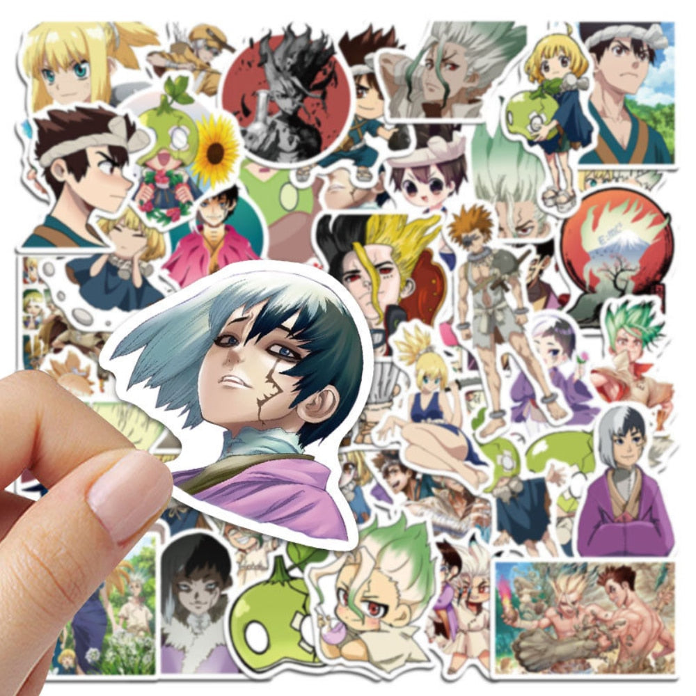 Bandai Cartoon Anime Dr.STONE Stickers Car Laptop Luggage Phone Stationery Decal Waterproof Graffiti Sticker Kids Toys Gifts