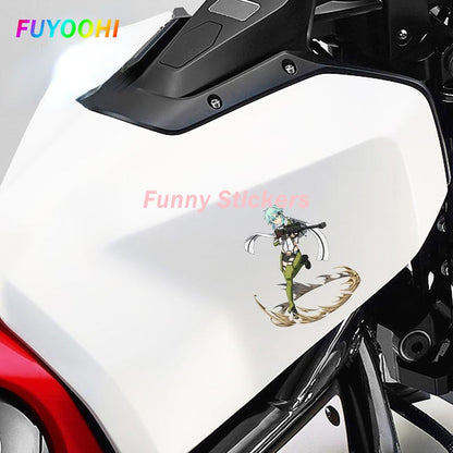 FUYOOHI Play Stickers for Sword Art Online Sexy Green Girl PVC Car Stickers Bumper Scratch-Proof Refrigerator Decal Decoration