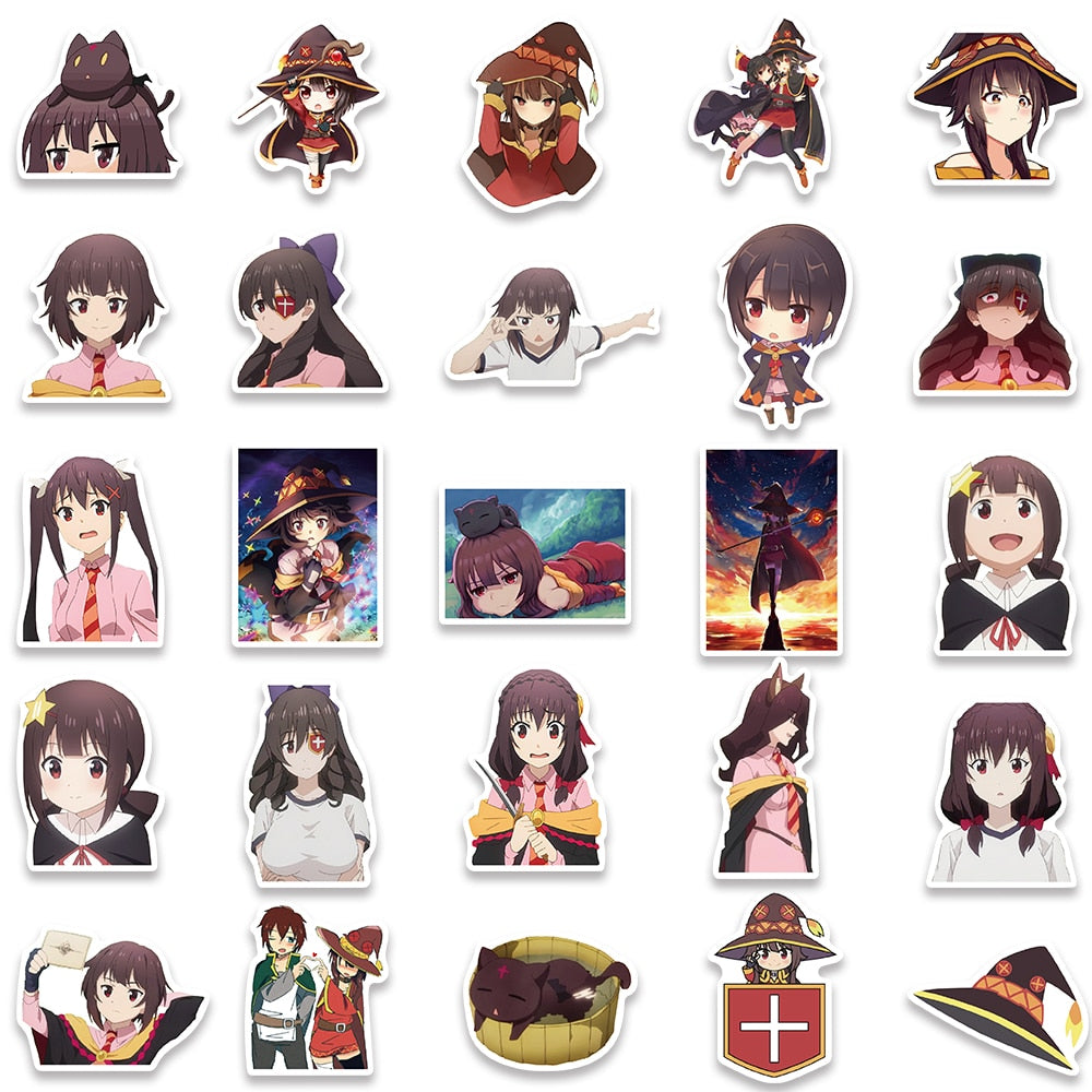 10/50 PCS KonoSuba: An Explosion on This Wonderful World! Anime Stickers Graffiti Sticker for Fridge Bottle Phone Bike Sticker