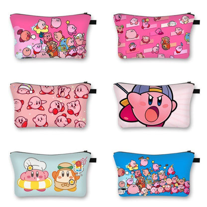 Kirby Bag Cartoon Kirby Makeup Bags Women Waterproof Female Storage Bag Portable for Student Kawaii Pencil Case Birthday Gift