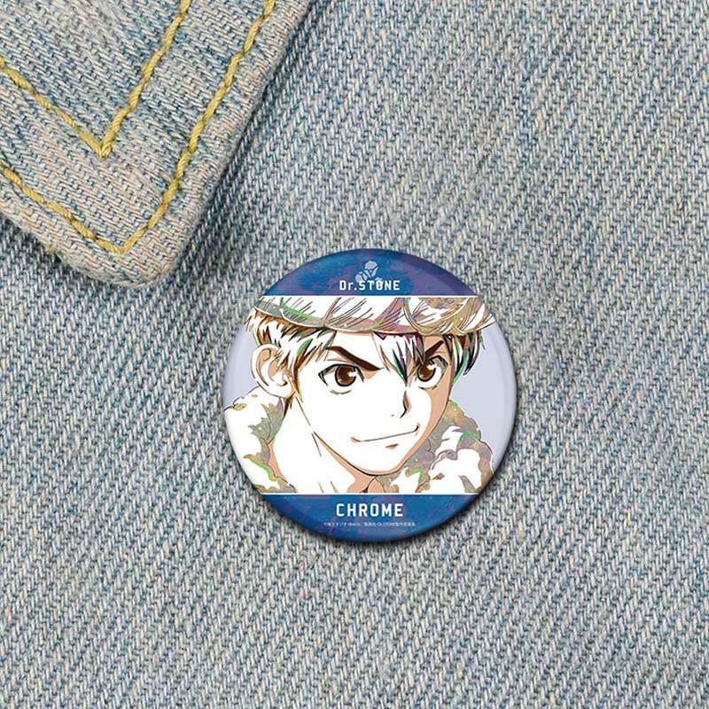 Dr. Stone Cute Enamel Pin Badges Manga Lapel Pins for Backpacks 58mm Round Anime Brooches on Clothes Jewelry Accessories Gifts