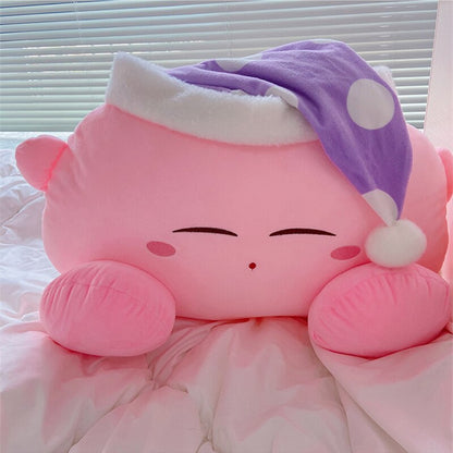 Anime Plush Toy Sleeping Kirby Plushies Stuffed Kirby doll With Nightcap Japanese Style Pillow Soft Gift For Child Girl Pink