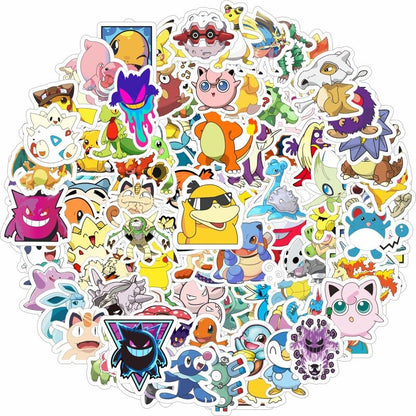 50/100PCS Pokemon Stickers Kids Stickers for Laptop Cute Anime Children's Pack Waterproof Cool Funny Suitcase Skateboard Classic