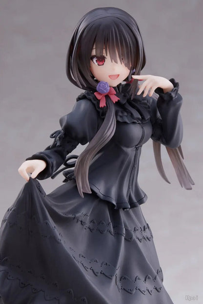 18CM DATE A LIVE Tokisaki Kurumi Anime Figure Cute Girl Model Toy PVC Black Dress Dress Up Standing Model Car Interior Ornament