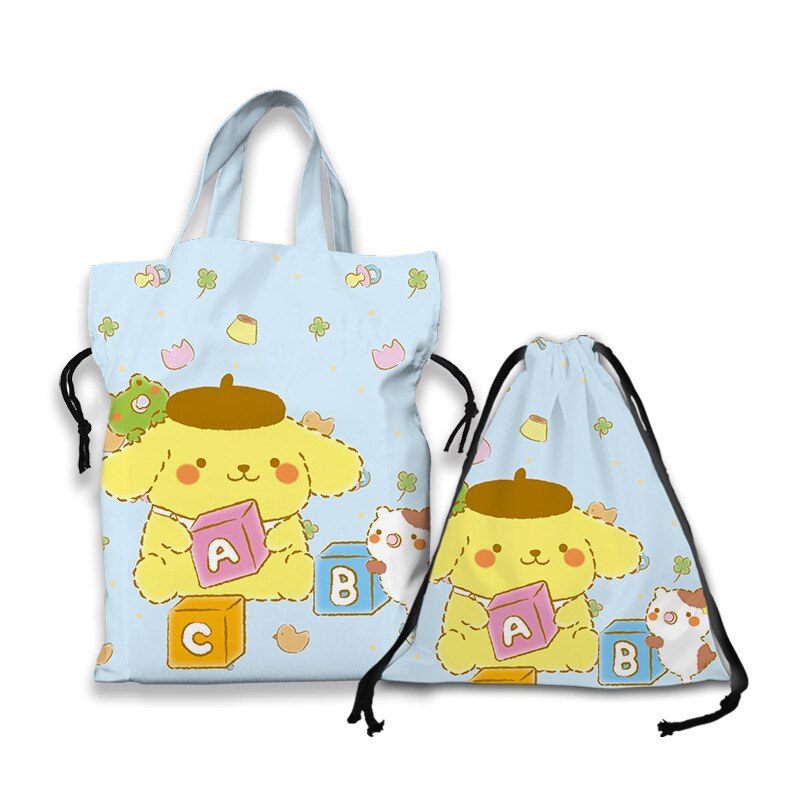 Kawaii Sanrio Cartoon Canvas Handbag Cute Gudetama Tote Bag Shopping Bag Handbag Drawstring Mouth Bag Creative Birthday Gifts