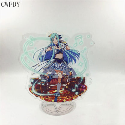 Anime Sword Art Online SAO Kirito Asuna Leafa Yuuki Acrylic Stand Model Action Figure Double-side Plate Keychain Toys Gifts 15cm