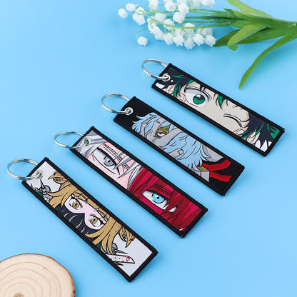 My Hero Academia Anime Key Chain for Men Key Fobs Holder Embroidery Key Ring Key Tag for Motorcycles and Cars Accessories