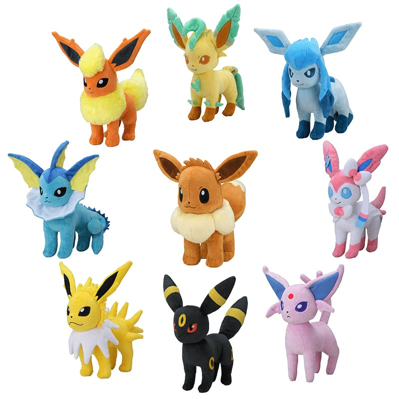 Pokemon Eevee Evolution Peluche Plush Toy Flareon Vaporeon Espeon Umbreon Leafeon Sylveon Pikachu Stuffed Doll Kid Xmas Gift