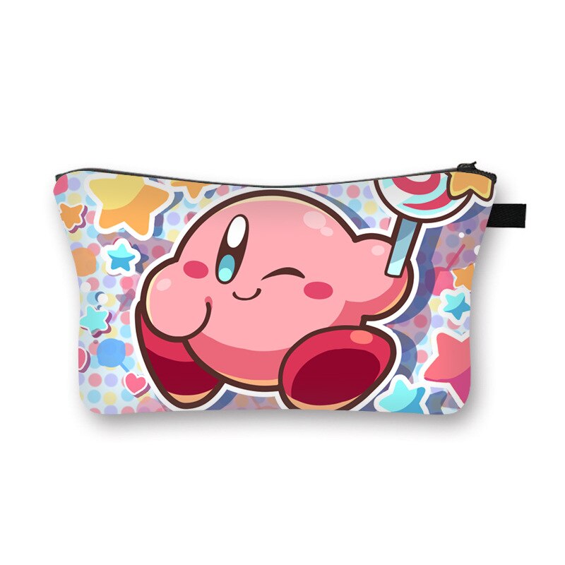 Kirby Bag Cartoon Kirby Makeup Bags Women Waterproof Female Storage Bag Portable for Student Kawaii Pencil Case Birthday Gift