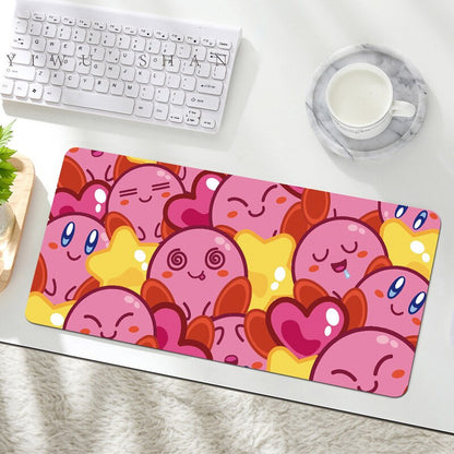 Kawaii Anime Kirby Mouse Pad Cartoon Cute Plush Rug Blanket Student Huge Wrist Pad Non Slip Table Mat Carpet Accessories Gifts