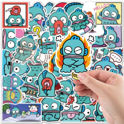 50PCS Sanrio Kawaii Hangyodon Sticker Cartoon Cute Fish Notebook Suitcase Skateboard Graffiti Decoration Reward Gift