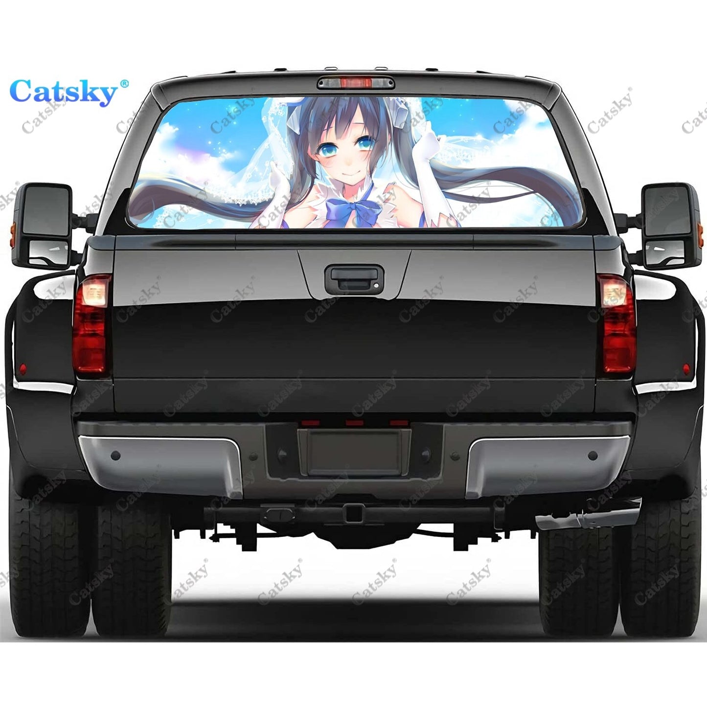 DanMachi Anime Rear Window Decals for Trucks,Pickup Window Decal,Rear Window Tint Graphic Perforated Vinyl Truck Stickers