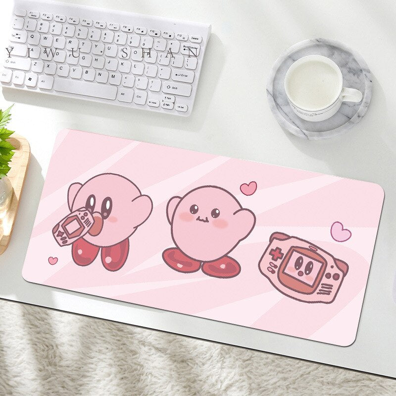 Kawaii Anime Kirby Mouse Pad Cartoon Cute Plush Rug Blanket Student Huge Wrist Pad Non Slip Table Mat Carpet Accessories Gifts