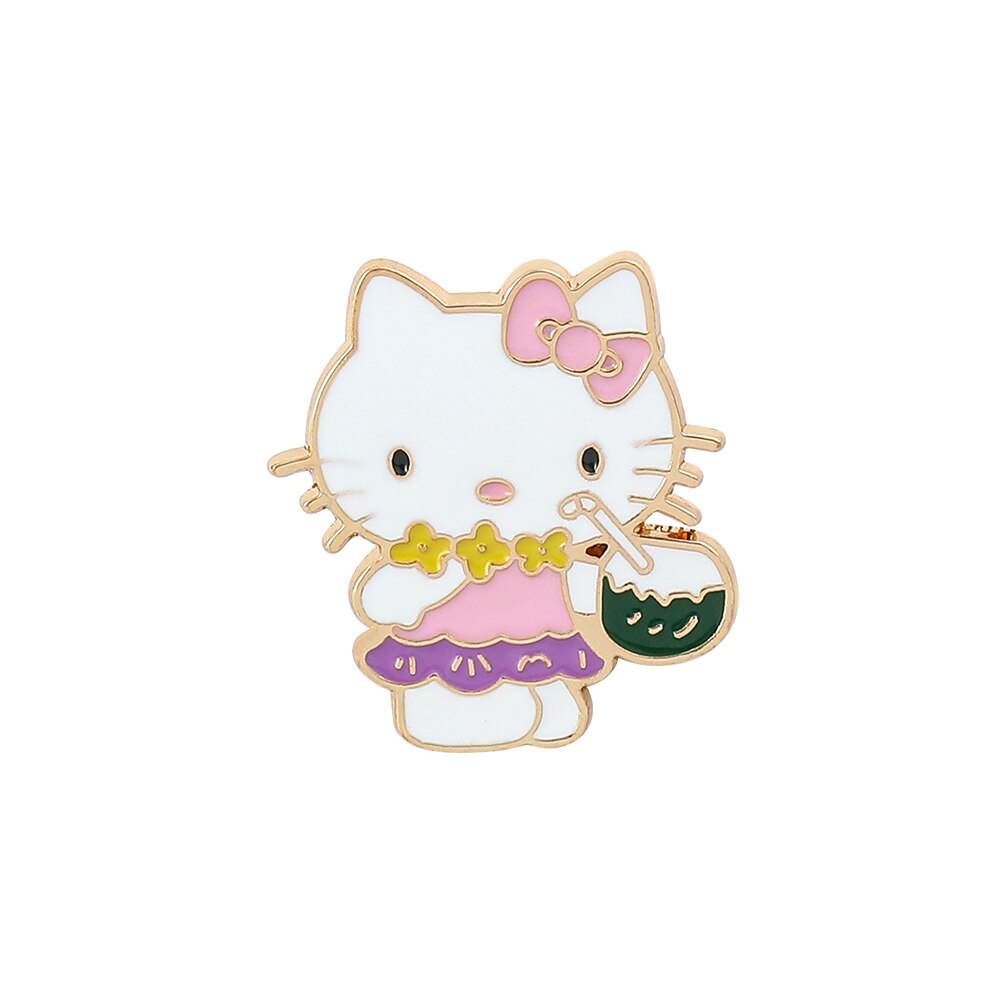 Fashion Kawaii Cinnamoroll My Melody Hello Kitty Sanrio Brooch Strawberry Creative Cute Metal Brooch Wholesale