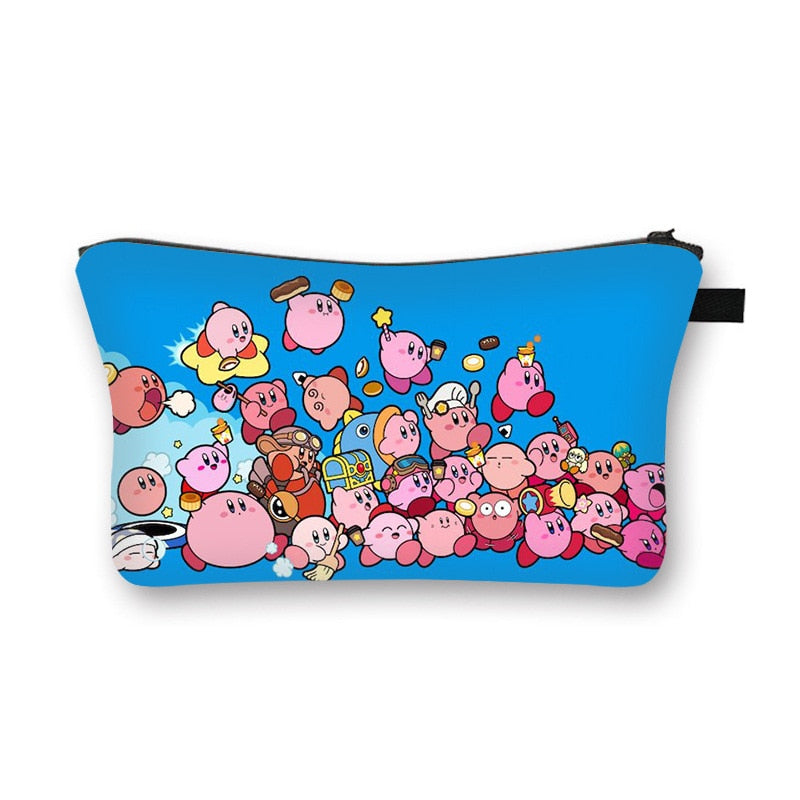 Kirby Bag Cartoon Kirby Makeup Bags Women Waterproof Female Storage Bag Portable for Student Kawaii Pencil Case Birthday Gift