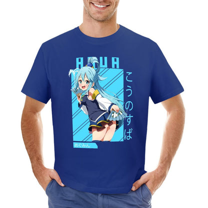 konosuba Aqua shirt T-Shirt funny t shirts tops heavy weight t shirts for men