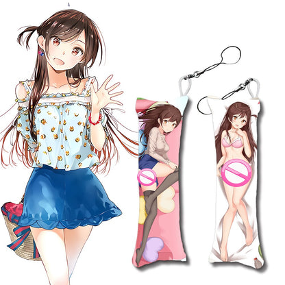 Rent A Girlfriend Mini Pillow Small Body Pillow Pendant Sarashina Ruka Dakimakura Cartoon Game Keychain