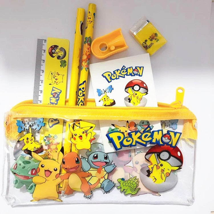 Pokemon Eevee Pikachu Eeveelution Notebook Stationary Set Cartoon Pencil Ruler Eraser Pencil Sharpener Notebook Set Student Gift