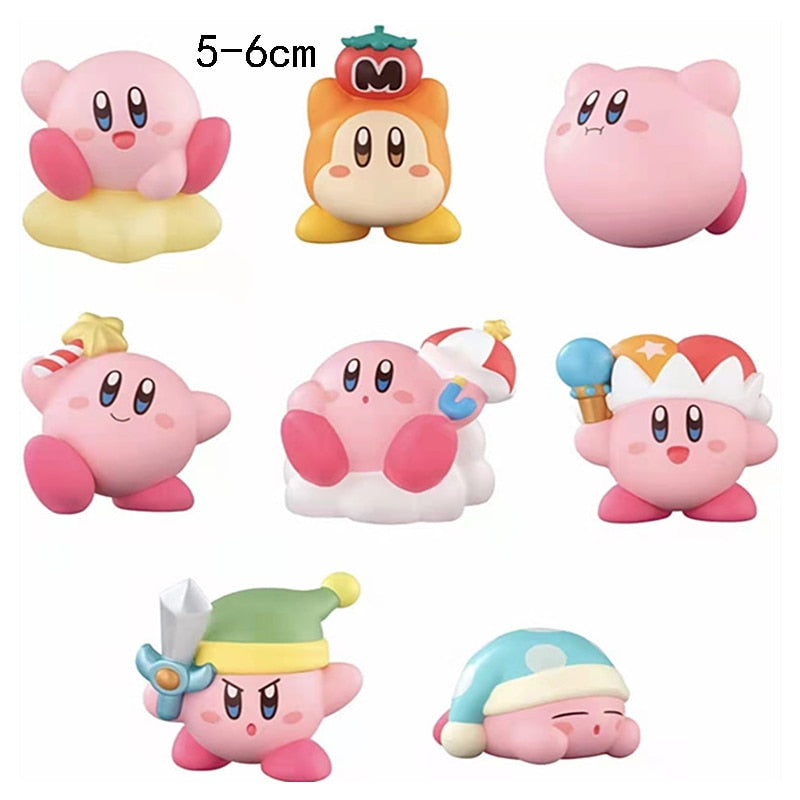 4-8pcs Anime Games Kirby Action Figures Toys Pink Cartoon Kawaii Kirby PVC Cute Figure Action Toy Christmas Gift for Children