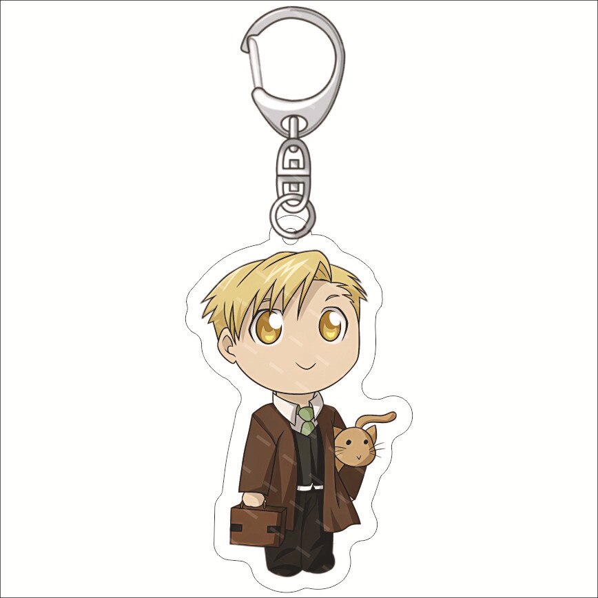 KeyChain Men Fullmetal Alchemist Key Chain Women Acrylic Key Ring Edward Elric Alphonse Pendant Winry Rockbell Party Kids Gift