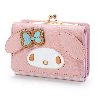 Sanrio Hello Kitty Pocketbook My Melody KT Cat Cinnamon Roll Pringle Kuromi PU Leather Wallet Cute Folding Card Bag Female Walle