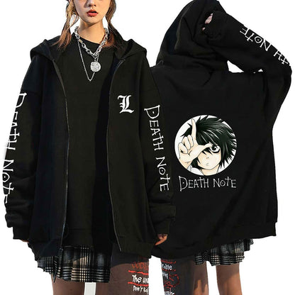 Anime Death Note Print Hoodies Japanese Anime Men&#39;s Zipper Jacket Harajuku Streetwear Zip Up Sweatshirts Oversized Y2K Coats