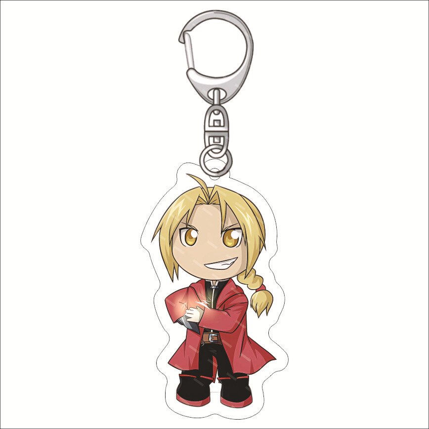 KeyChain Men Fullmetal Alchemist Key Chain Women Acrylic Key Ring Edward Elric Alphonse Pendant Winry Rockbell Party Kids Gift