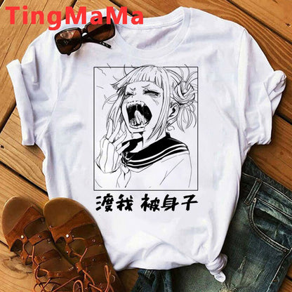 Japanese Anime My Hero Academia T Shirt Women Kawaii Cartoon Himiko Toga Funny Graphic T-shirt Fashion Ullzang Tshirt Female