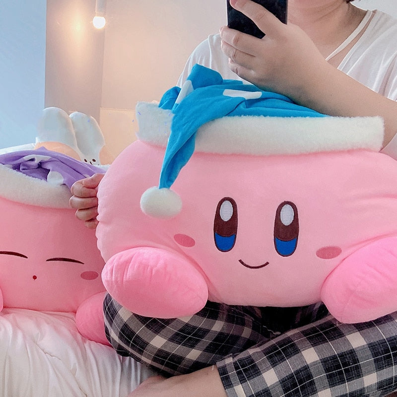 Anime Plush Toy Sleeping Kirby Plushies Stuffed Kirby doll With Nightcap Japanese Style Pillow Soft Gift For Child Girl Pink