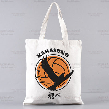 Volleyball Haikyuu!! Shopping Bag Shopper Karasuno High School Jute Bag Shopping Haikyuu Hinata Tote Bag Shoping Reusable Bolsa