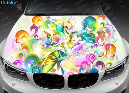 DanMachi Sexy Anime Girl Print Car Hood Vinyl Stickers Wrap Vinyl Film Engine Cover Decals Sticker Universal Fit Any Car