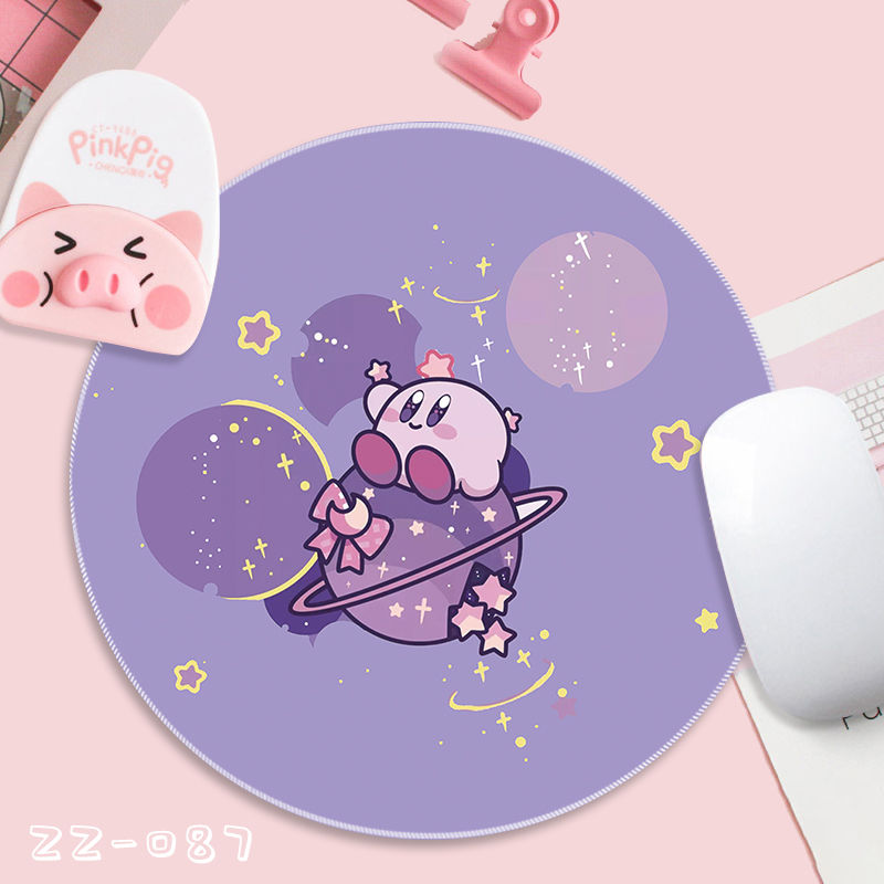 Kirby Kawaii Small Mouse Pad Round Cute Cartoon Dirt Resistant Pink Girl Heart Student Simple Table Pad