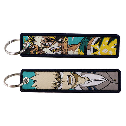 My Hero Academia Anime Key Chain for Men Key Fobs Holder Embroidery Key Ring Key Tag for Motorcycles and Cars Accessories