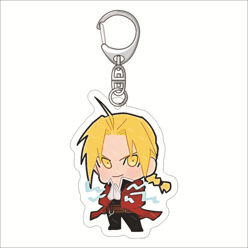 KeyChain Men Fullmetal Alchemist Key Chain Women Acrylic Key Ring Edward Elric Alphonse Pendant Winry Rockbell Party Kids Gift