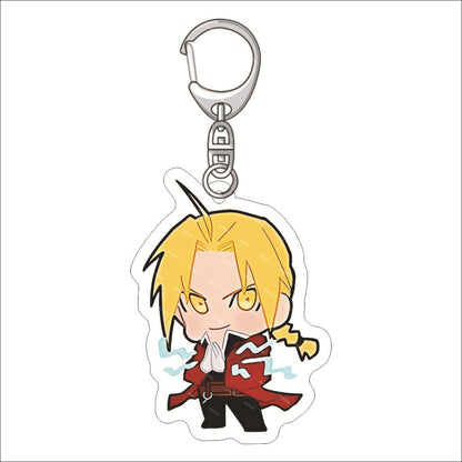 KeyChain Men Fullmetal Alchemist Key Chain Women Acrylic Key Ring Edward Elric Alphonse Pendant Winry Rockbell Party Kids Gift