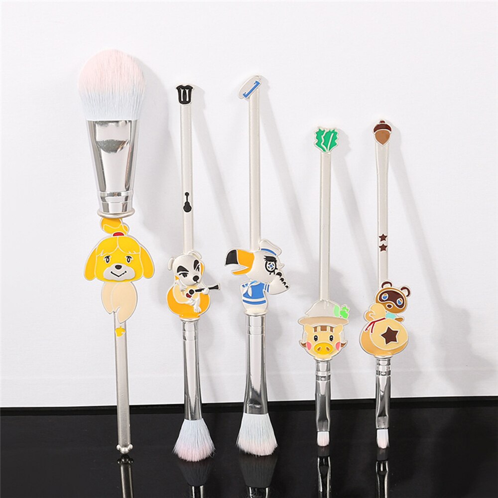 5pcs/set Animal Crossing Anime Cartoon Makeup Brush Set Newest Foundation Blending Brush Female Makeup Tool Anime Cosplay Prop