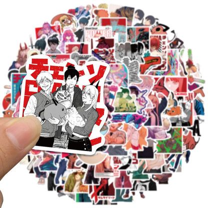 10/50/100PCS Chainsaw Man Anime Cartoon Graffiti Stickers Decals for Stationery Laptop Fridge Suitcase Skateboard Phone Sticker