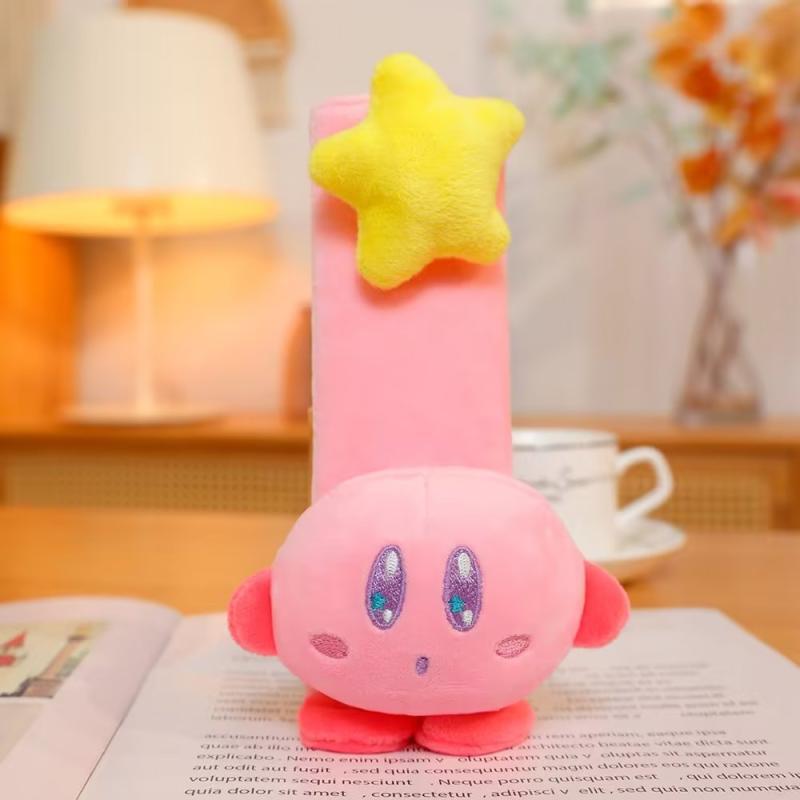 Anime Kirby Plush Car Neck Headrest Pillow Car Accessories Cartoon Kawaii Auto Seat Head Support Neck Protector Seat Belt Covers