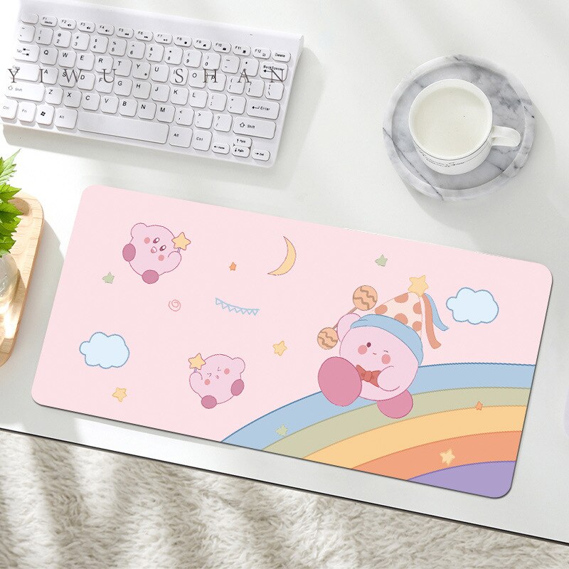 Kawaii Anime Kirby Mouse Pad Cartoon Cute Plush Rug Blanket Student Huge Wrist Pad Non Slip Table Mat Carpet Accessories Gifts