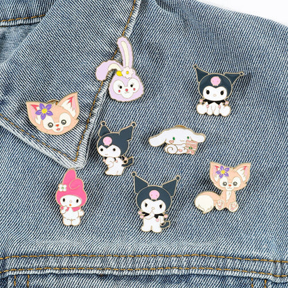 Fashion Kawaii Cinnamoroll My Melody Hello Kitty Sanrio Brooch Strawberry Creative Cute Metal Brooch Wholesale