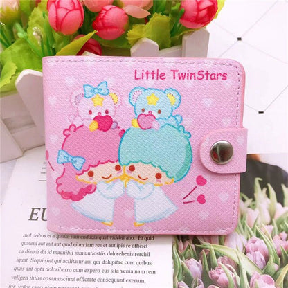 Sanrio Hello Kitty Pocketbook My Melody KT Cat Cinnamon Roll Pringle Kuromi PU Leather Wallet Cute Folding Card Bag Female Walle